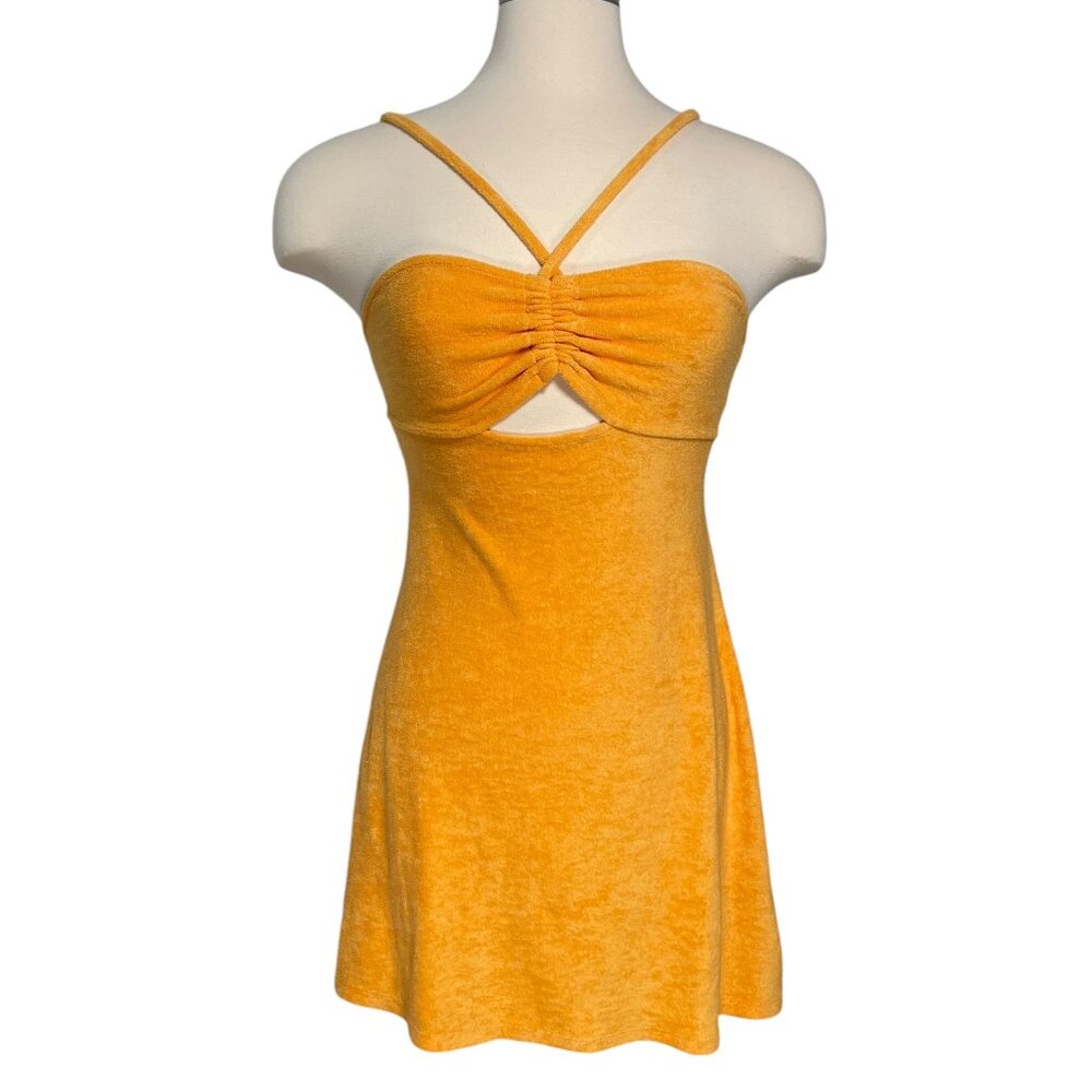 Mandarin Orange Terrycloth Mini Dress -S
